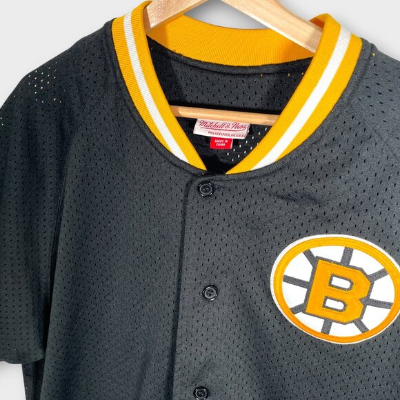 Mitchell & Ness Boston Bruins Mesh NHL Button Up Jersey Black Men's XL EUC - Picture 5 of 9
